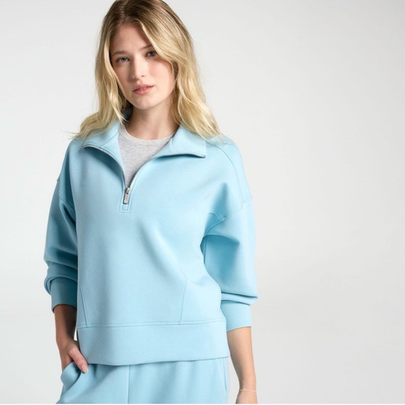 Calia Soft Scuba Mock Neck Light Blue Half-Zip Pullover *NWT* - Picture 4 of 4